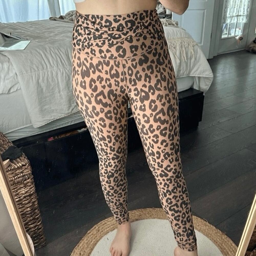 Offline by Aerie Leopard Print High Waist Twist Front Detail Leggings Activewear